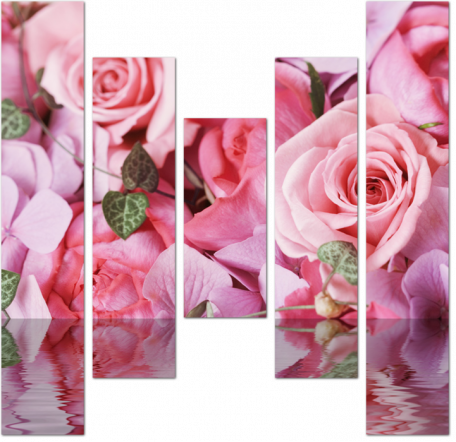 3D розовые розы с водой