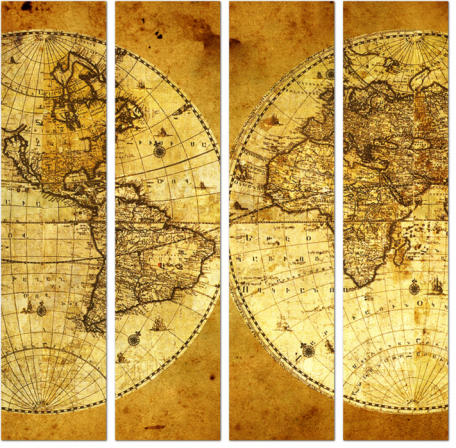 Материки на старой карте мира