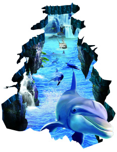 3D пол Дельфины и водопад