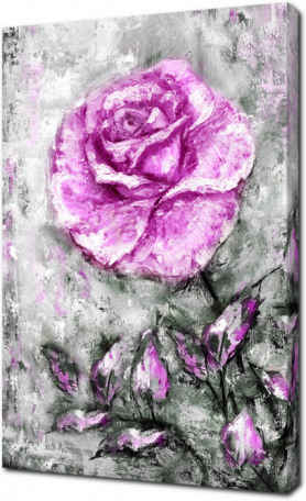 Розовая роза на холсте