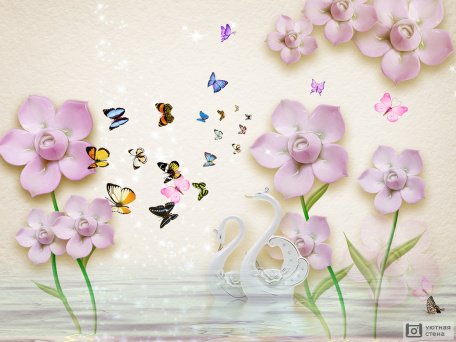 Весеннее настроение с цветами и бабочками 3D