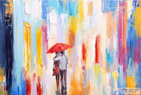 Пара под красным зонтом