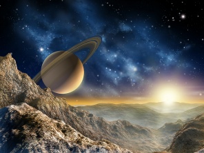 Вид на Сатурн с поверхности его спутника