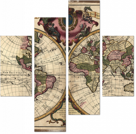 Старая карта мира. 1675-1726 годы