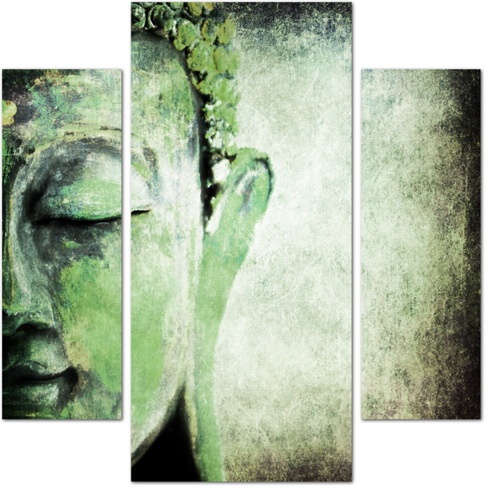 Зеленый фон с Буддой в стиле гранж