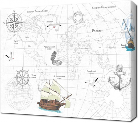 Лаконичная детская карта с кораблями