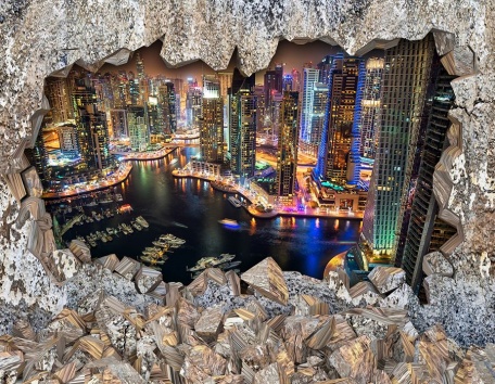 Невероятный Дубай в пробитой стене