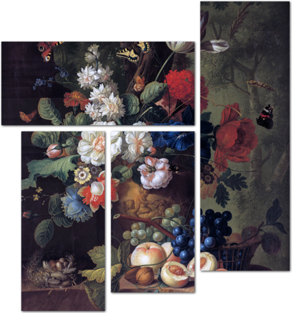 Ян ван Ос — Фрукты и цветы в терракотовой вазе