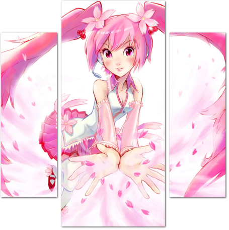Девушка аниме с длинными розовыми волосами