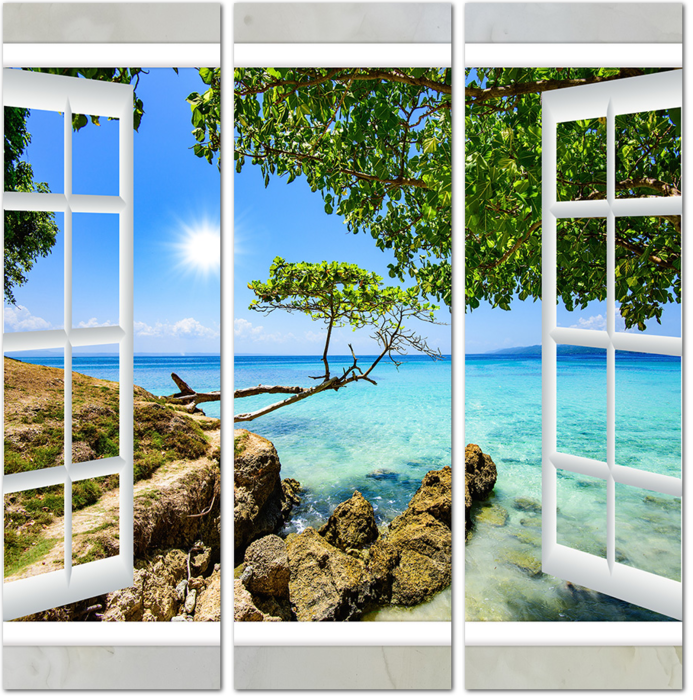 Модульная картина Вид из окна на море: - Арт. 130015 | Купить в  интернет-магазине Уютная стена