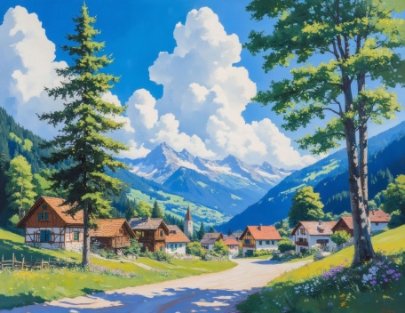 Деревня среди сосен