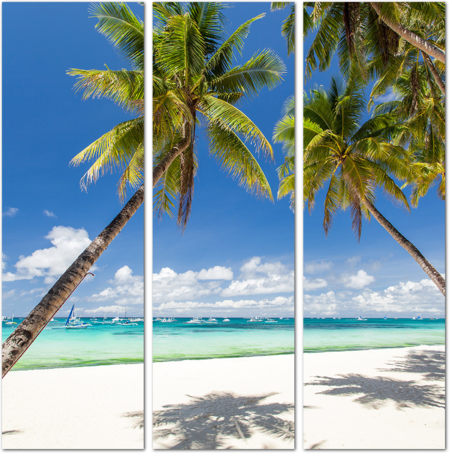 Тропический пляж с белым песком. Филиппины. Остров Боракай
