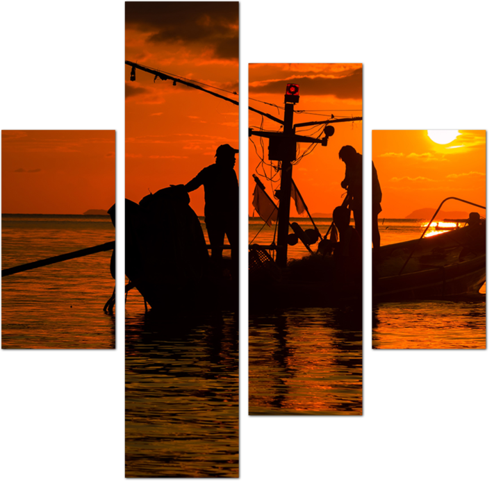 Рыбаки в умиротворяющем закате
