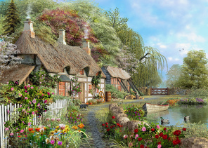 Аутентичная деревня у пруда