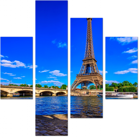Париж с видом на Эйфелеву башню и реку Сену. Франция