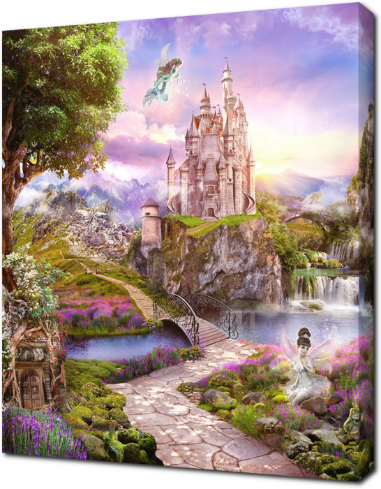 Сказочный замок с Феями у водопада