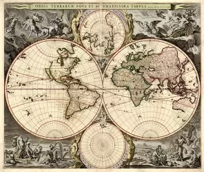Карта мира. 1649-1702 годы