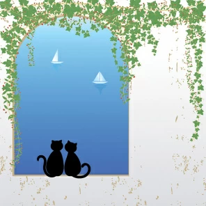 Коты смотрят на море