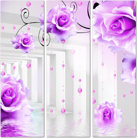 Фиолетовые розы утопающие в воде