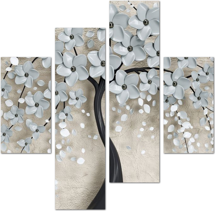 3D Дерево с нежными серыми цветами