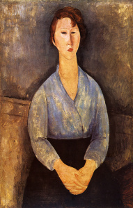 Амедео Модильяни - Портрет молодой женщины в сине-голубом платье
