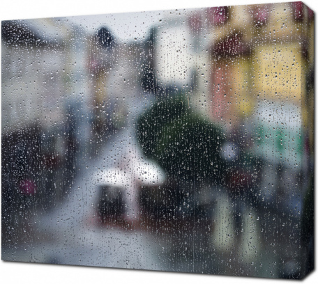 Стекающие капли дождя на стекле