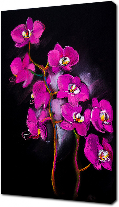 Картина на холсте Яркие орхидеи рисунок пастелью: - Арт. 051246 | Купить в  интернет-магазине - Уютная стена
