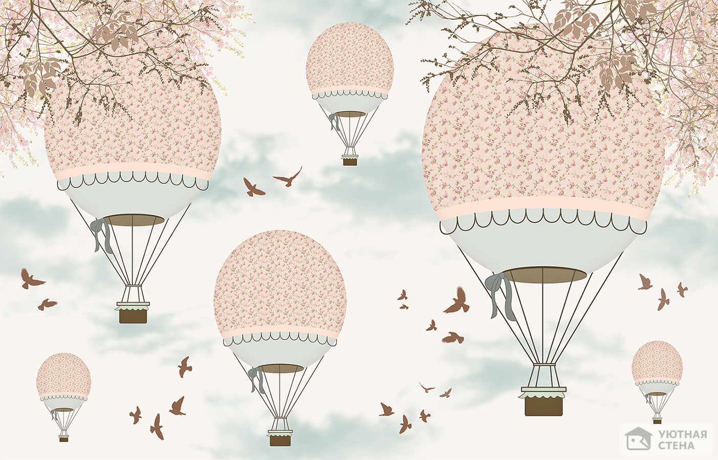 Воздушные шары и голуби
