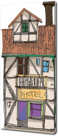 Нарисованный домик с отелем