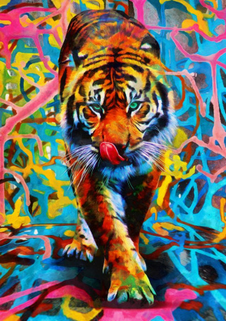 Тигр на абстрактном фоне