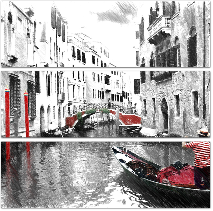 Канал Венеции в стиле рисунка карандашом