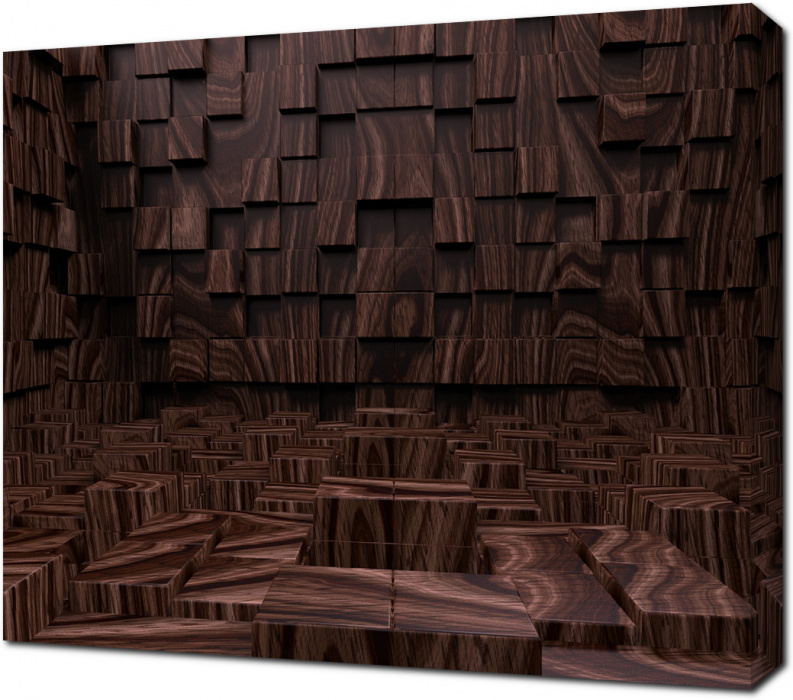 Стена из деревянных 3D фигур