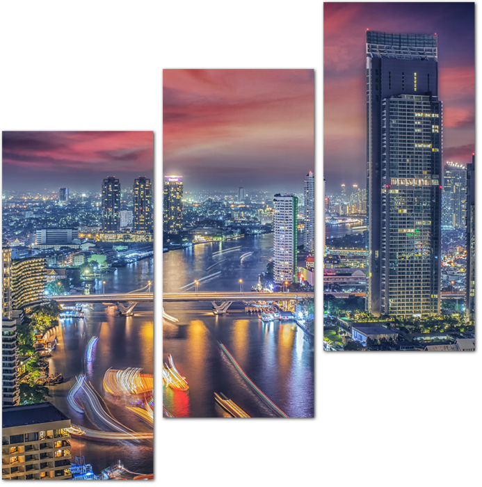 Разноцветные огни ночного Бангкока. Таиланд