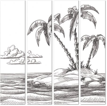 Рисунок островка с пальмами