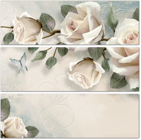 3D Ветка с чайными розами