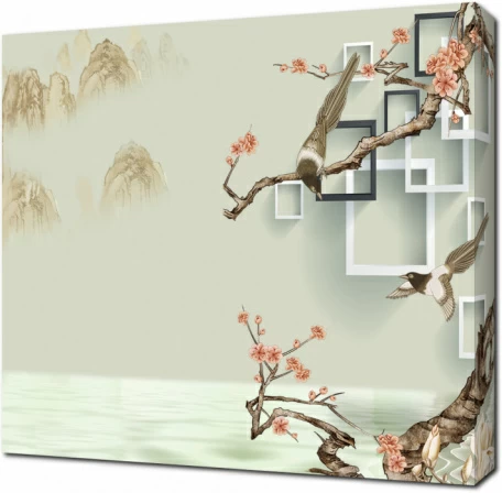 Японские фрески на фоне моря