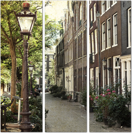 Фонарь на старой улочке Амстердама, Нидерланды