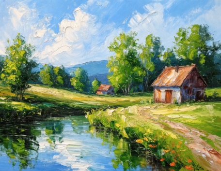 Яркий сельский пейзаж