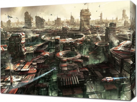 Фантастическая панорама города будущего