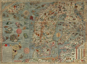 Карта Скандинавия, Олаус Магнус. 1539 год