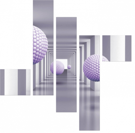 Туннель с фиолетовыми 3D шарами