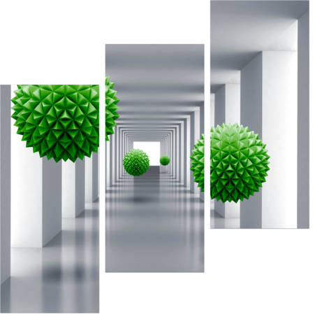Туннель с зелеными 3D шарами