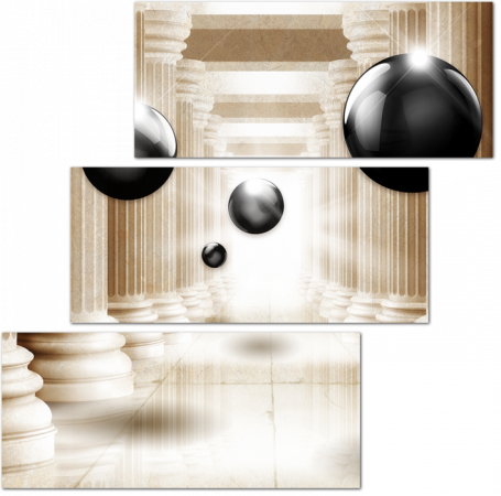 Черные 3D шары и колонны