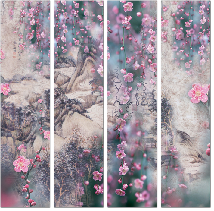 Фреска с цветущей сакурой