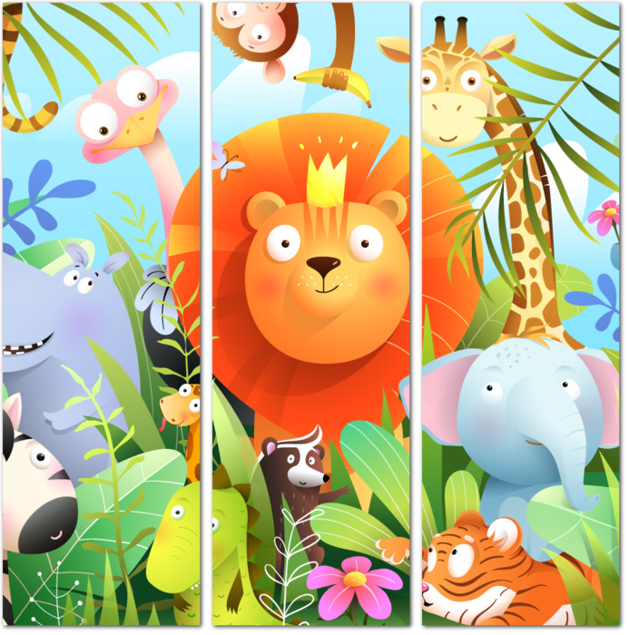 Животные в ярких джунглях