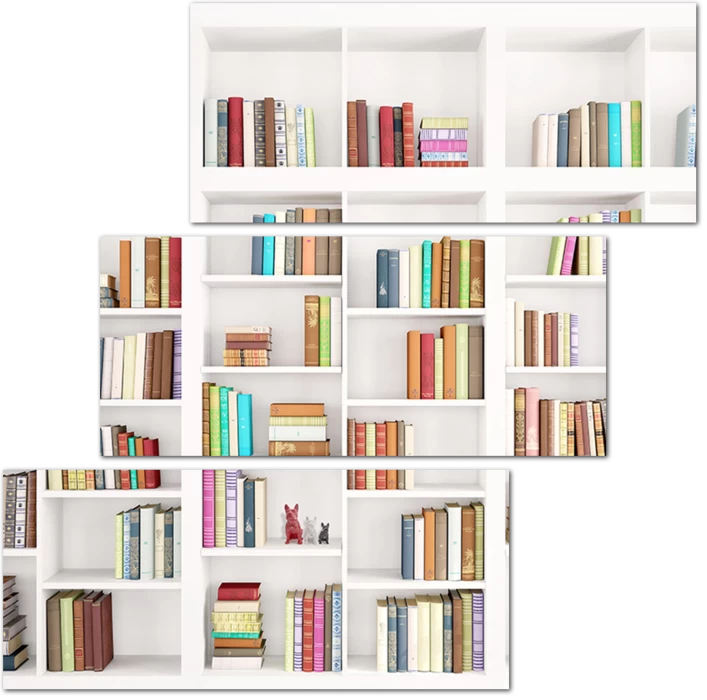 3D полки с книгами