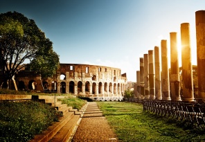 Амфитеатр, Колизей, Рим на рассвете, Италия