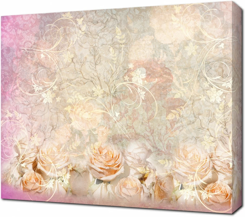 Фреска с розами и узорами