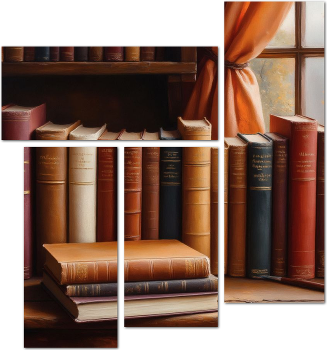 Винтажные книги в терракотовых полутонах