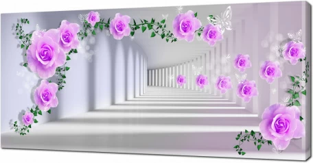 3D корридор с розами